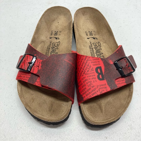 Womens Birkenstock Madrid Single Strap Sandals Slides Red womens size 6 - Picture 2 of 8